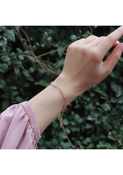 Rose Gold Kaplama Trend Geçme Zincir Bileklik