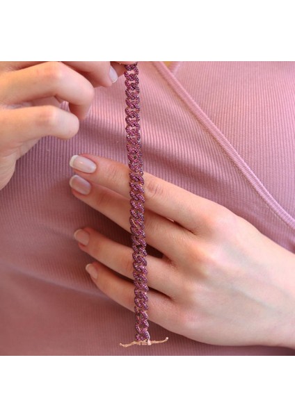 Mor Taşlı Gurmet Model Gümüş Zincir Kadın Bileklik modelleri