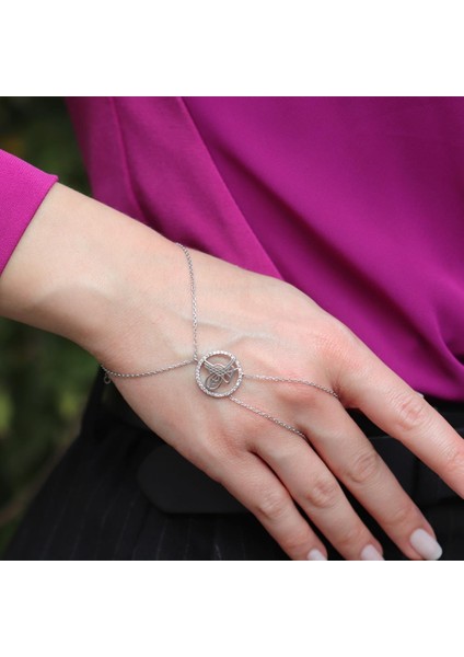 Zirkon Taşlı Osmanlı Tuğrası 925 Ayar Gümüş Şahmeran