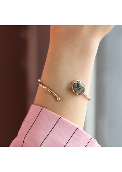 Rutil Kuvars Taşlı Otantik Gümüş Kelepçe modelleri