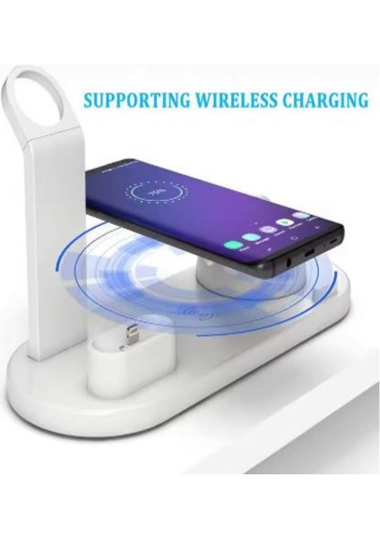 Çok Fonksiyonlu (6in1) Şarj Standı Akıllı Saat Telefon Bluetooth Kulaklık Şarj