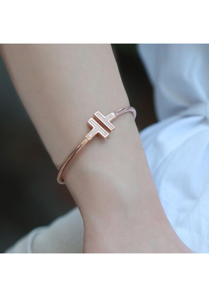 Tffny Model Rose Gold Kaplama Gümüş Kelepçe