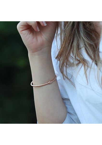 Tffny Model Rose Gold Kaplama Gümüş Kelepçe
