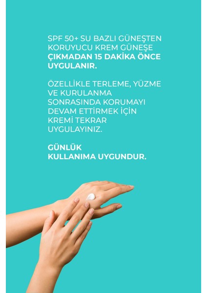 Spf 50+ Pa++++ Yeni Nesil Filtreli, Leke Karşıtı, Su Bazlı, Nemlendiricili Güneş Kremi 50 ml