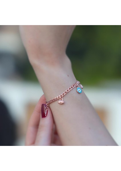 Rose Gold Kaplama Gümüş Dilek Bilekliği