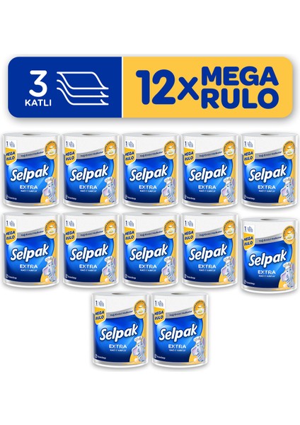 1=3 Yağ Emici Mega Rulo Havlu 12'li