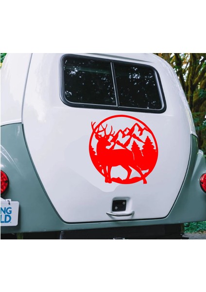 Dağ Orman Geyik Av Avcı Hunter 4x4 Offroad Sticker Araba Oto Karavan Etiket 02169