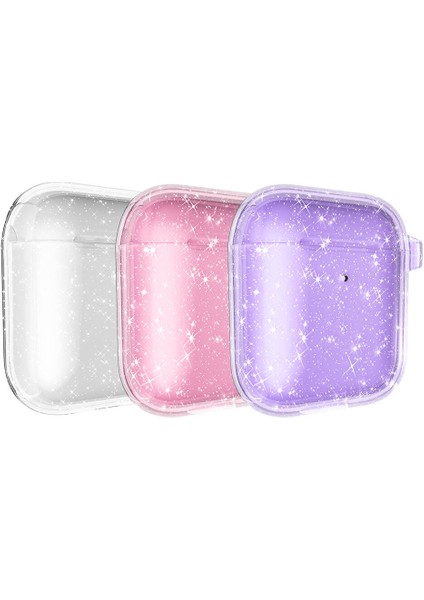Airpods Allstar Airbag 32 Parlayan Simli Saydam Renkli Kılıf-Şeffaf