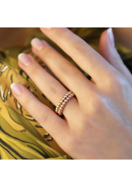 Rose Gold Kaplama Dorika Ayarlanabilir Gümüş Yüzük