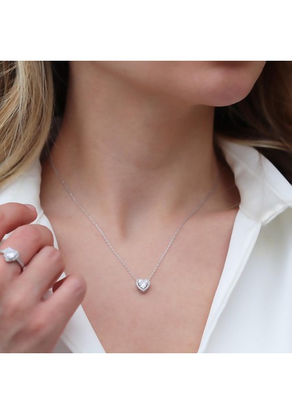 Kalp Pandora Model Zirkon Taşlı Gümüş Set