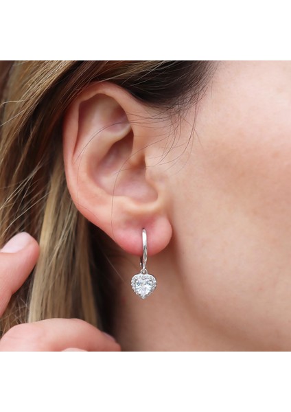 Kalp Pandora Model Zirkon Taşlı Gümüş Set