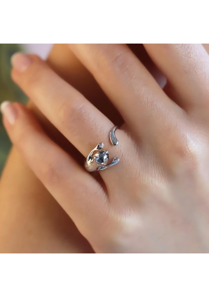 Siyah Gözlü Gümüş Kedi Yüzük fiyatları