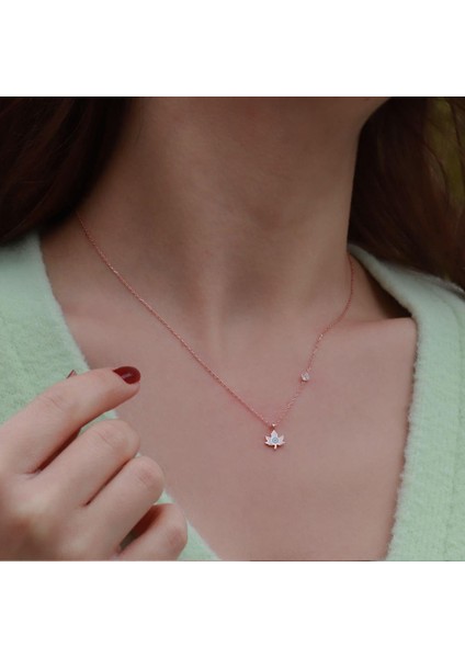 Yaprak Figürlü Zirkon Taşlı Mine Işli Rose Gold Kaplama Takım modelleri