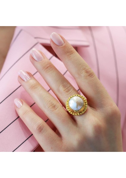 Başak Model Barok Inci Gold Kaplama Gümüş Yüzük modelleri