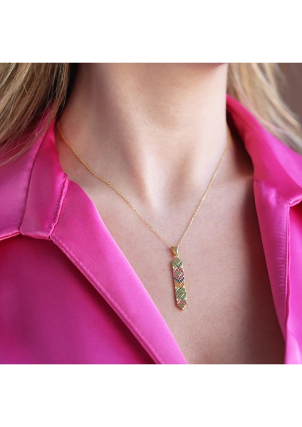 Apm Modeli Gold Kaplam Renkli Zirkon Taşlı Gümüş Set fırsatları