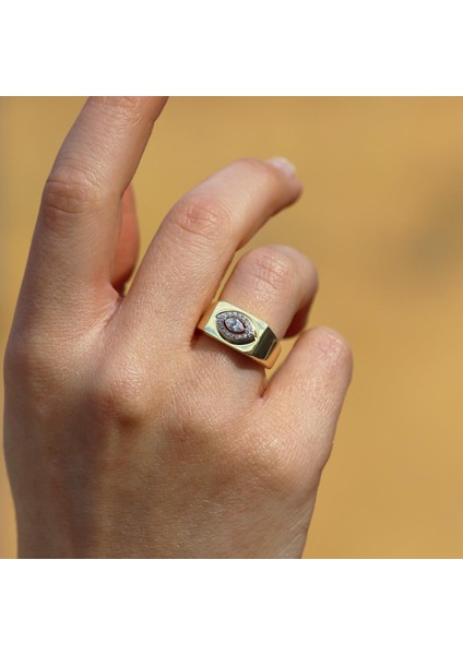 Taşlı Gold Kaplama Gümüş Göz Yüzük indirimleri