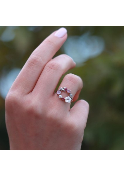 Inci ve Çiçek Motifli 925 Ayar Gümüş Yüzük fiyatları