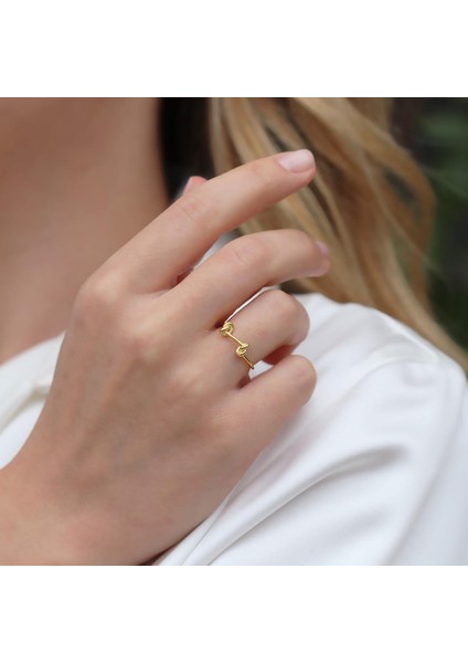 Çift Düğümlü Gold Kaplama Minimal Yüzük