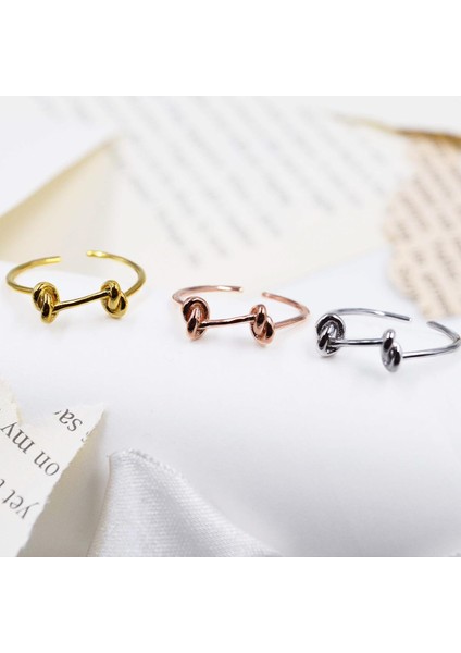 Çift Düğümlü Gold Kaplama Minimal Yüzük fırsatları