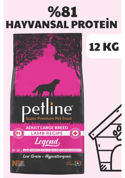 Petline Süper Premium Legend - Kuzu Etli Yetişkin Köpek Maması 12 kg