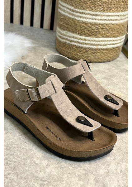 Günlük Kadın Terlik Tek Parmak Arası Rahat Mantar Taban Tokalı Ayarlanabilir Sandalet 148 - 34170