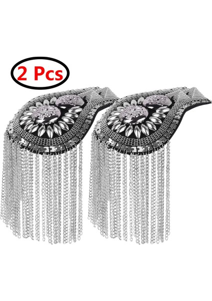 Gümüş Tarzı 2 Adet Cinsiyetsiz Gotik Punk Stil Broş Küçük Takım Omuz Askısı Çoklu Püskül Nokta Epaulet Gömlek Şarkıcı Sunucu Sahne Takı (Yurt Dışından)
