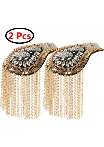 Gümüş Tarzı 2 Adet Cinsiyetsiz Gotik Punk Stil Broş Küçük Takım Omuz Askısı Çoklu Püskül Nokta Epaulet Gömlek Şarkıcı Sunucu Sahne Takı (Yurt Dışından)