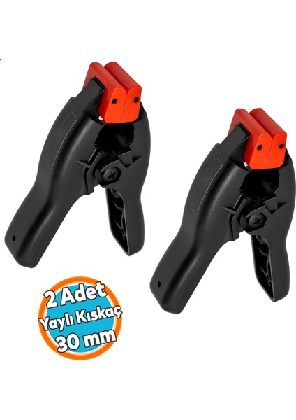 2 Adet Yaylı Kıskaç Mandal Pro El Tip İşkence Mengene Siyah Klips Hobi 30 mm