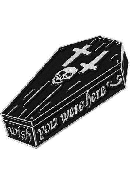 No.1 Boyutu Kafatası Çapraz Tabut Pazen Broş Siyah Punk Gotik Rozet Cadılar Bayramı Aksesuarlar Kişilik Yaratıcı Pin (Yurt Dışından)