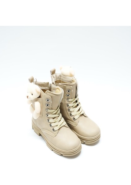 Almera Ayıcık Desenli Kız Çocuk Bot, Krem (Ladik)