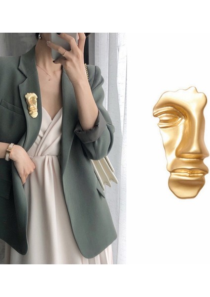 Yeni Hiperbolik Soyut Altın Metal Giyim Aksesuarları Yarı Insan Yüzü Portre Broş Kadınlar Parti Moda Takı (Yurt Dışından) fiyatları