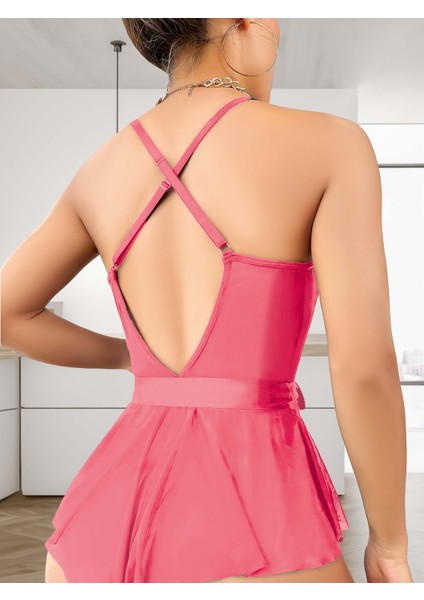 Utsnstore Kadın Askılı Önden Bağlamalı Harika Tül Gecelik
