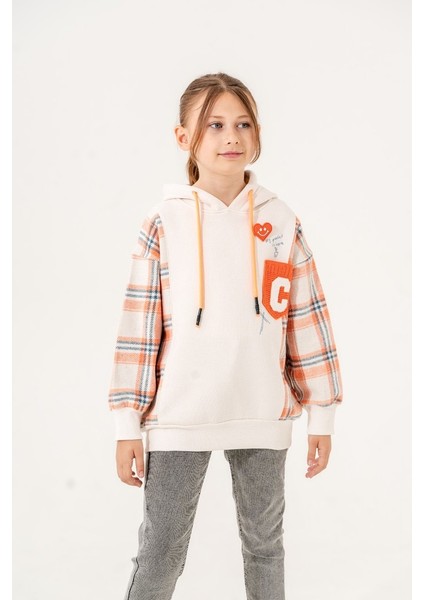 Kız Çocuk Ekose Garnili Üç Iplik Sweatshirt GG4529