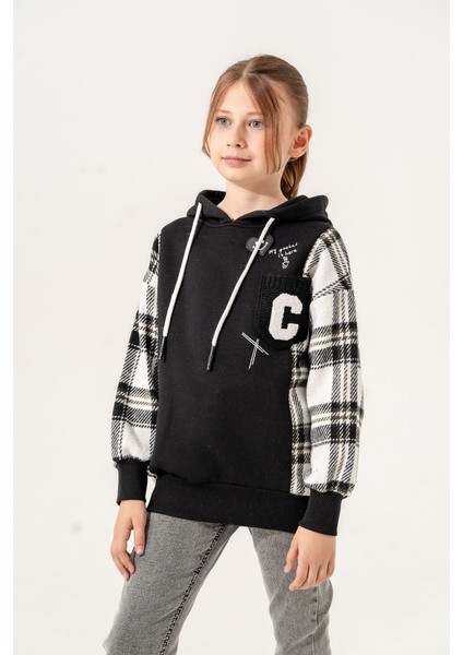 Kız Çocuk Ekose Garnili Üç Iplik Sweatshirt GG4529 fiyatları