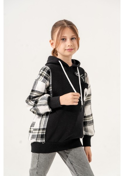 Kız Çocuk Ekose Garnili Üç Iplik Sweatshirt GG4529 modelleri