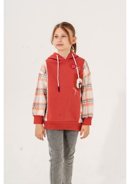 Kız Çocuk Ekose Garnili Üç Iplik Sweatshirt GG4529 modelleri