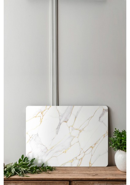 Gold Beyaz Detaylı Mermer Desenli | Temperli Cam Kesme Tahtası - Cam Kesme Tablası 20*30CM