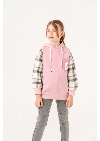 Kız Çocuk Ekose Garnili Üç Iplik Sweatshirt GG4529 fiyatları