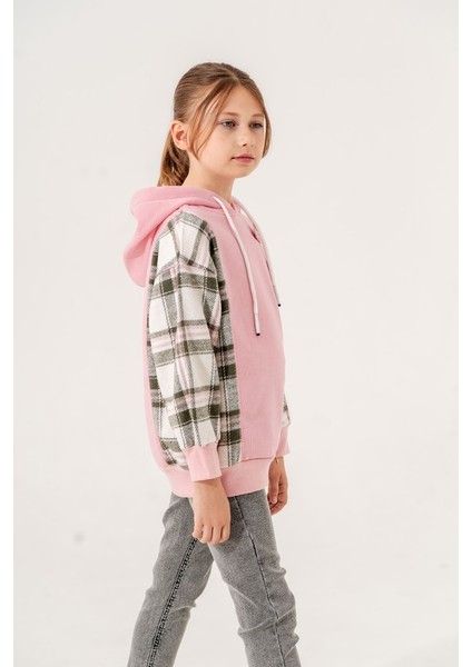 Kız Çocuk Ekose Garnili Üç Iplik Sweatshirt GG4529 modelleri