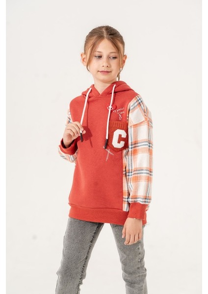 Kız Çocuk Ekose Garnili Üç Iplik Sweatshirt GG4529 fiyatları