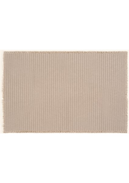 Costa Saçaklı Çizgili Cotton %100 Pamuk Kilim 90x140 Cm Kum Rengi