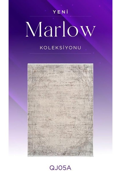 Marlow QJ05A Krem Gri Akrilik Yumuşak Dokulu Çizgili Modern Halı fiyatları