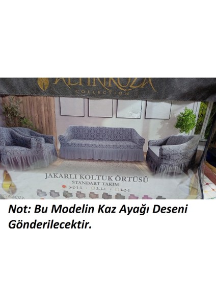 Kaz Ayağı Standart Takım Koltuk Örtüsü (3+2+1+1)-Pudra