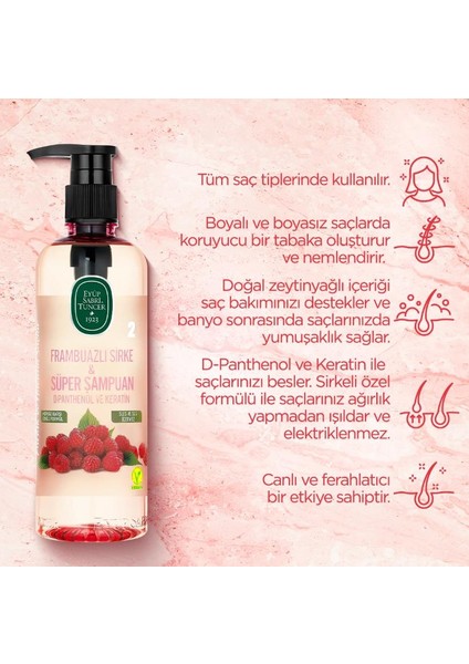 Sirke & Saç Tonik 500 Ml, Şampuan Frambuazlı 100 ml ve Rosie Hediye