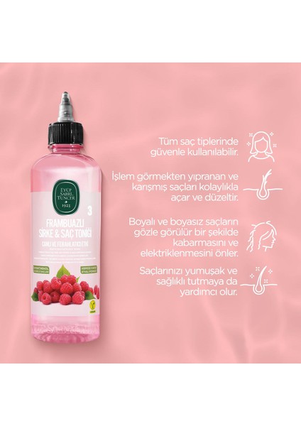 Sirke & Saç Tonik 500 Ml, Şampuan Frambuazlı 100 ml ve Rosie Hediye
