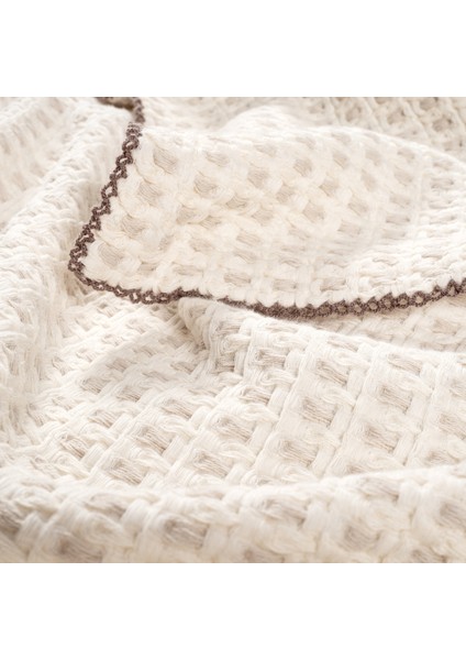 Costa Kenar İşlemeli İplik Boyalı Çift Kişilik Pamuk %100 Pamuk Pike 200x220 Cm Natural fırsatları