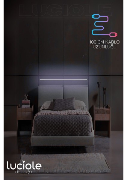 Uzaktan Kumandalı LED Lambader - Yatak Üstü, Tv Yanı ,oturma Odası - Açık Sarı