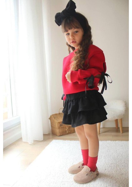 Kız Çocuk Kurdele Detaylı Etek Takım modelleri