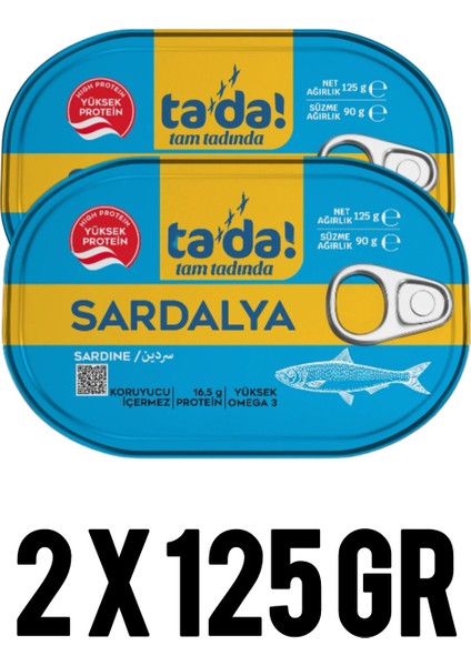 Tada Sardalya Konserve 2 x 125 gr (Hazır Yemek.ton Balığı.şarküteri Deniz Ürünleri.hazır Konserve.)