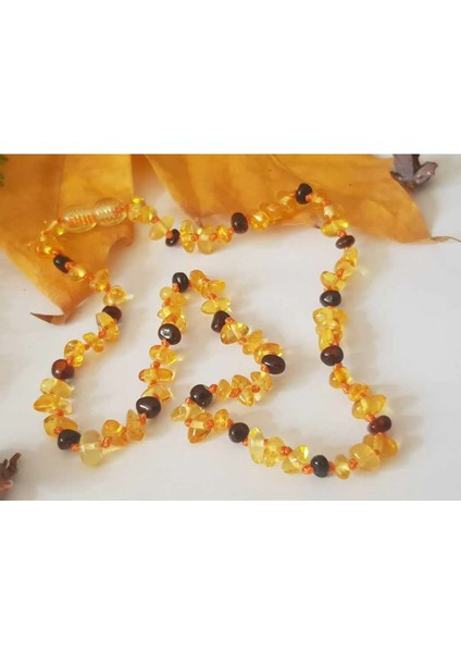 Damla Kehribar Kolye 40 cm Limon Vişne Çocuk K